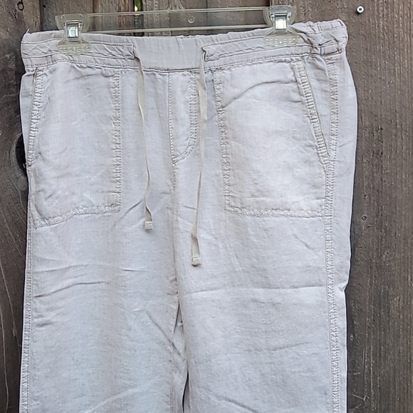 Caslon Linen Cropped Straight Leg Beach Pants in Light Tan Flax Size XS - Picture 6 of 11